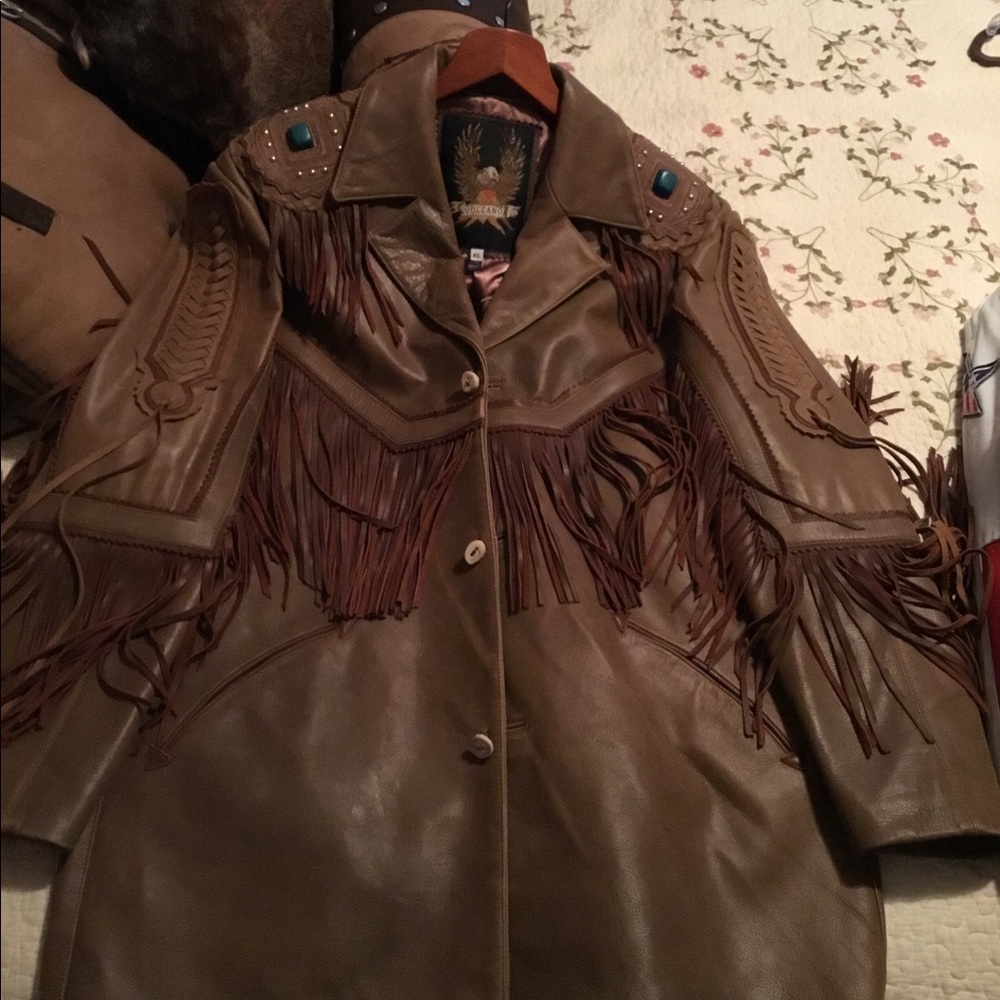 XL Fringed men’s leather jacket